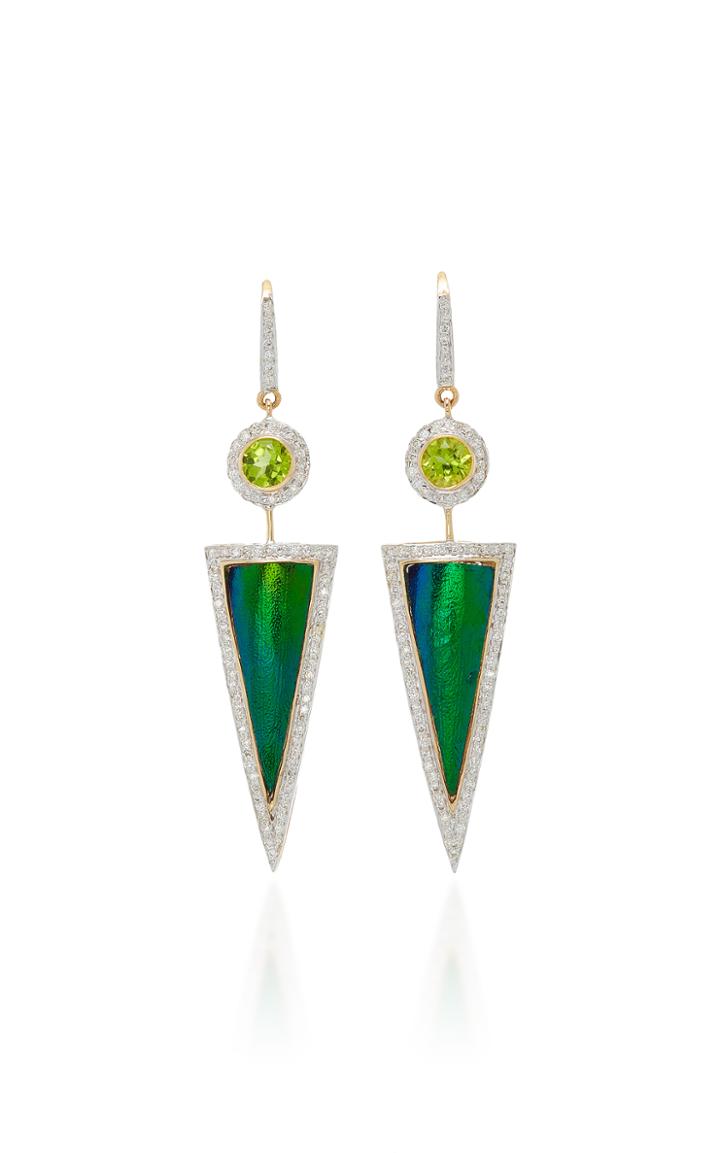 Hanut Singh One-of-a-kind Beetle Wing Earrings