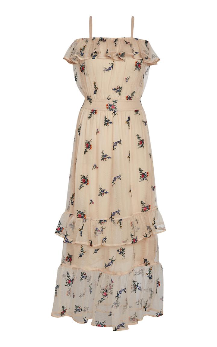 Rahul Mishra Bouquet Chiffon Strap Frill Dress