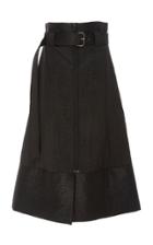 Summa Zip Front Belted Midi Skirt