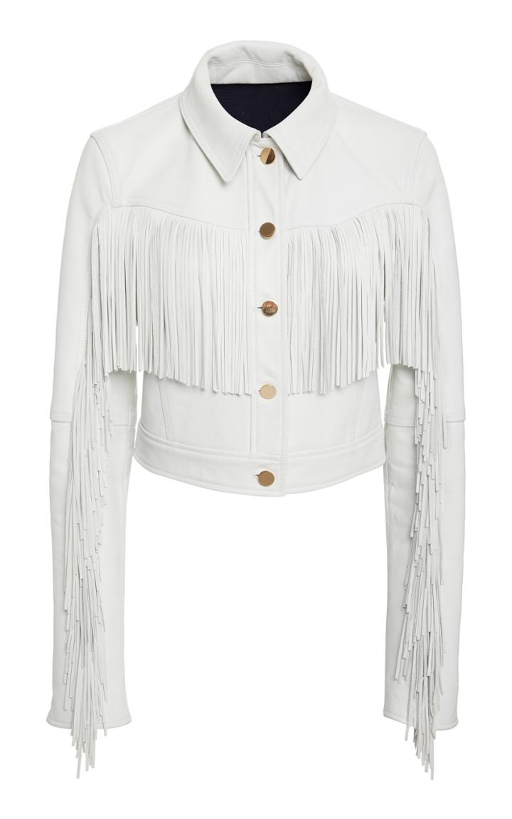 Diane Von Furstenberg Long Sleeve Fitted Fringe Jacket