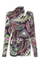 Emilio Pucci Mock Neck Exposed Shoulder Blouse
