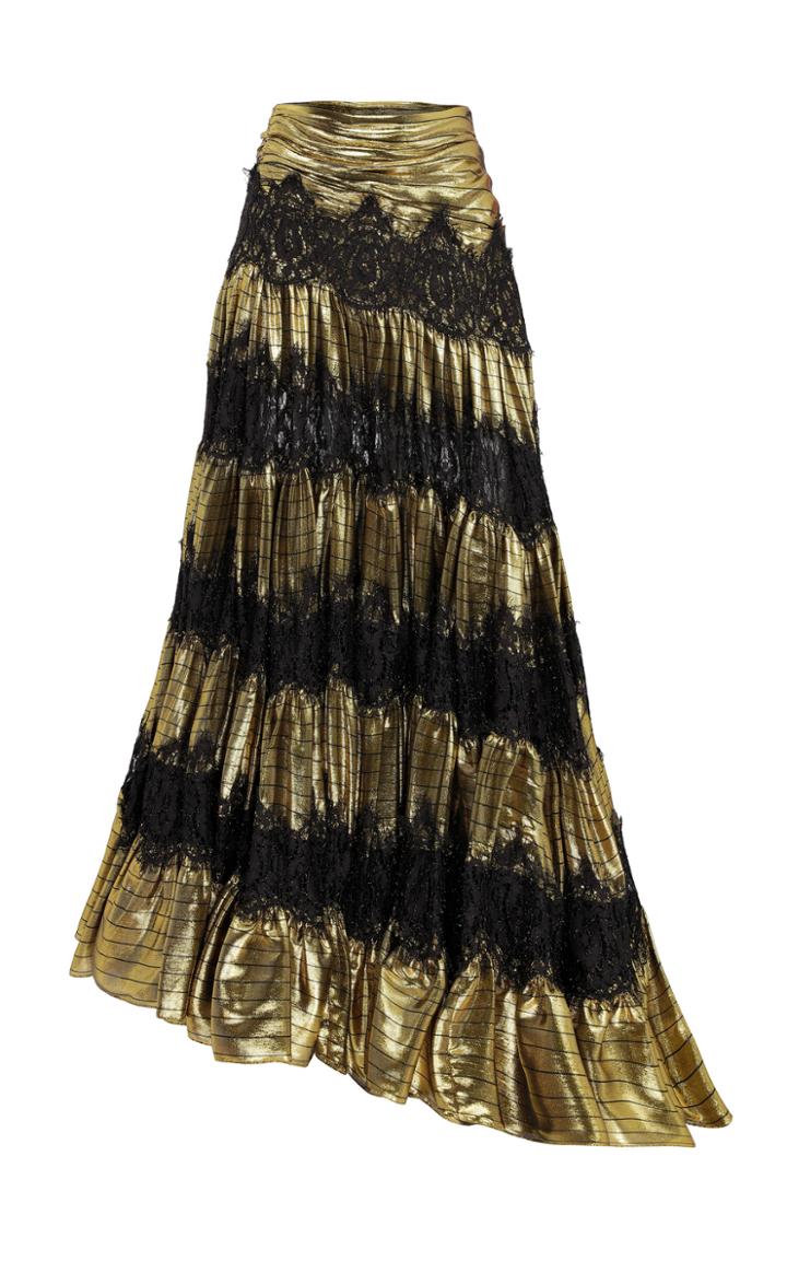 Moda Operandi Raisa Vanessa Two-tone Metallic Maxi Skirt