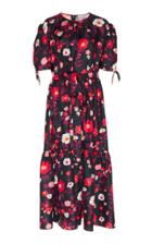 Vika Gazinskaya Belted Floral Satin Dress