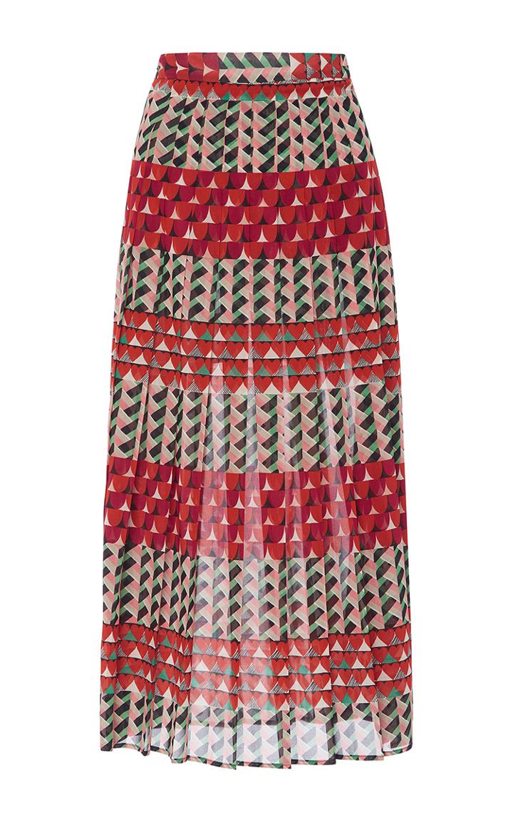Red Valentino Geometric Printed Silk Skirt