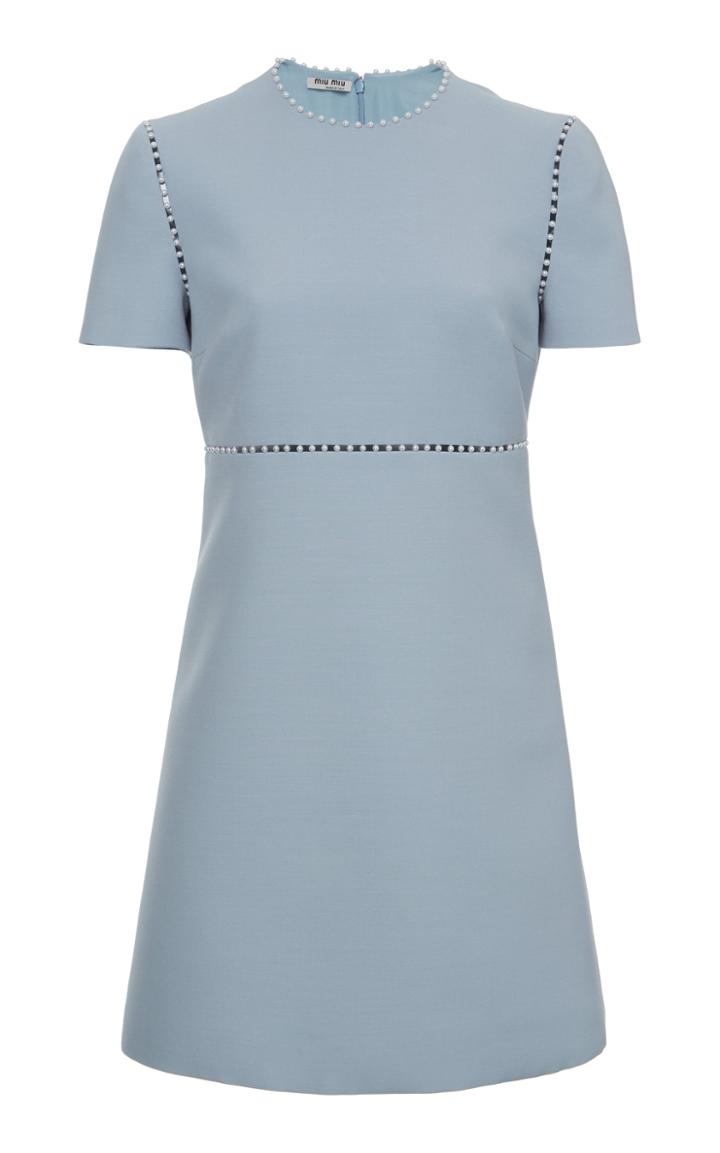 Miu Miu Pearl Embellished Mini Dress