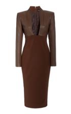 Moda Operandi Sergio Hudson Donell Leather Top Dress With Plunging Neckline