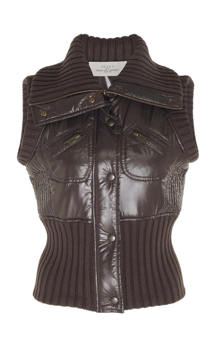 Preen By Thornton Bregazzi Isla Rib Knit-trimmed Shell Vest