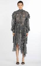 Moda Operandi N21 Asymmetric Ruffled Printed Silk Georgette Midi Dress