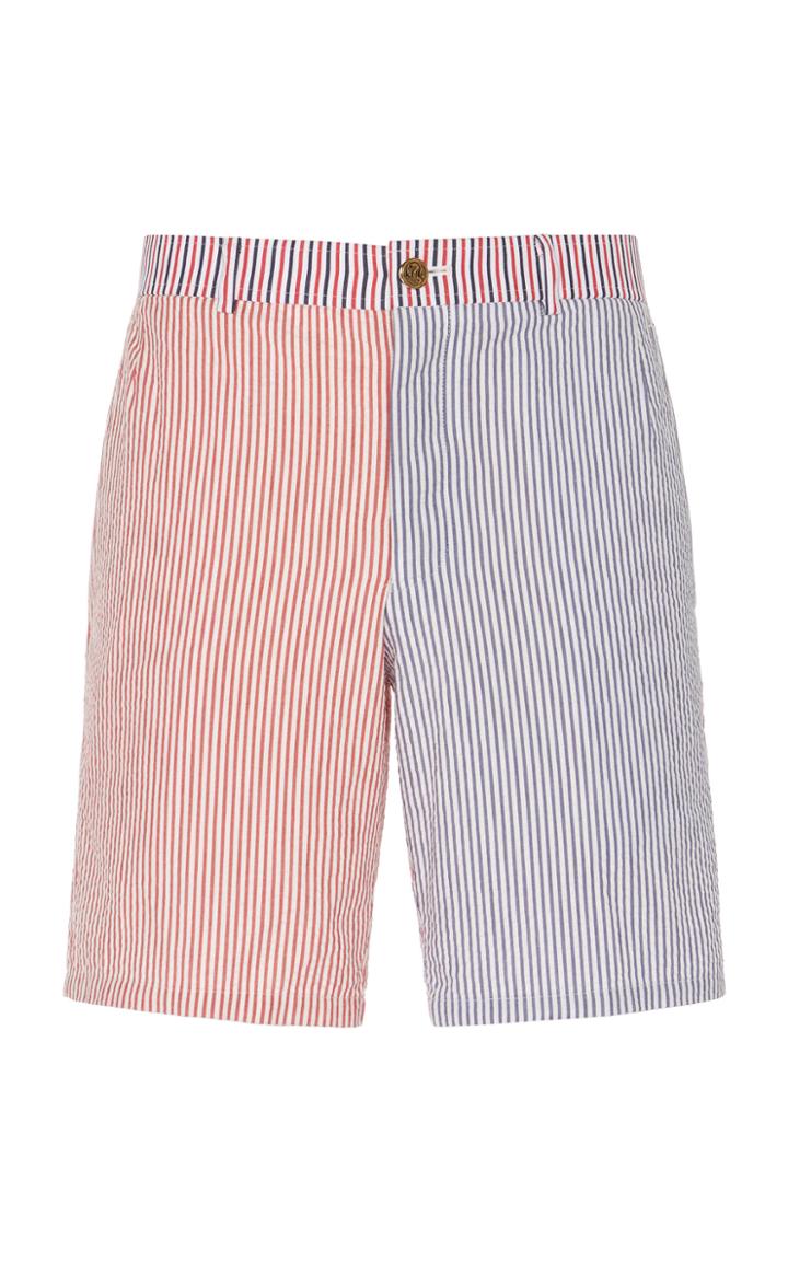 Thom Browne Funmix Seersucker Stripe Unconstructed Shorts