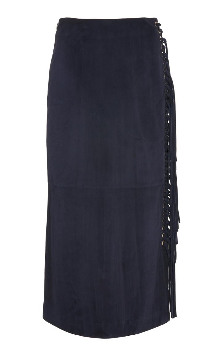 Gabriela Hearst Marseille Suede Fringe Midi Skirt