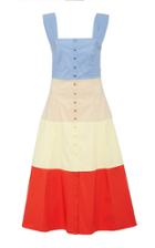Staud Ariel Striped Cotton-poplin Midi Dress