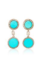 Mindi Mond Turquoise Old Cut Diamond Disk Earrings