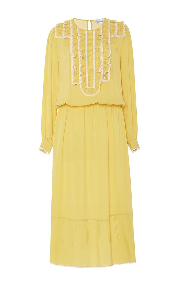 Red Valentino Ruffle Front Silk Georgette Dress
