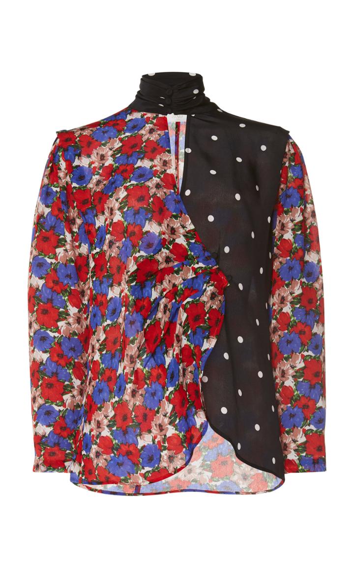 Rixo London Liz Silk High Neck Blouse