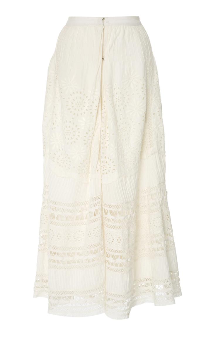 Loveshackfancy Rose Maxi Eyelet Skirt