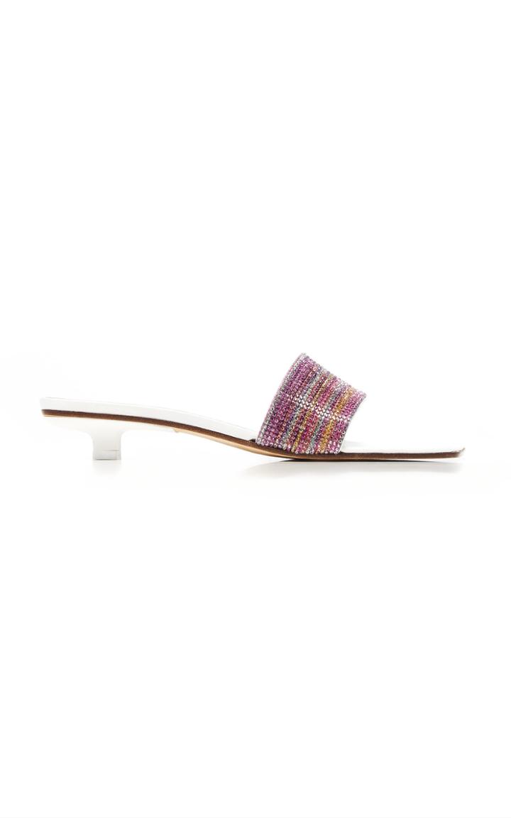 Moda Operandi By Far Ceni Leather Crystals Sandals Size: 35