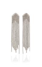 Fallon Feathered Waterfall Fringed Rhodium-plated Crystal Earrings