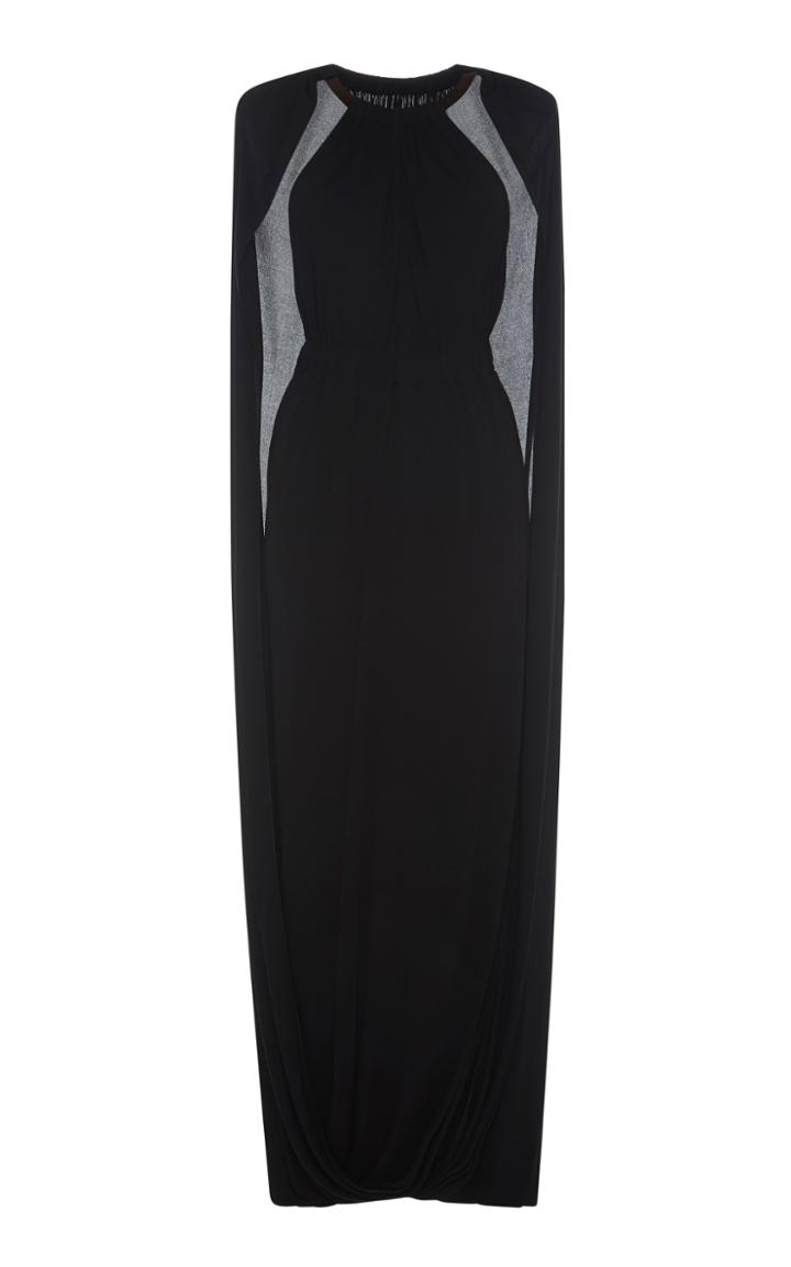 Alberta Ferretti Crepe Cape Dress