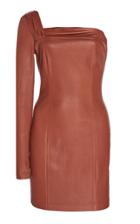 Zeynep Aray One Shoulder Leather Mini Dress