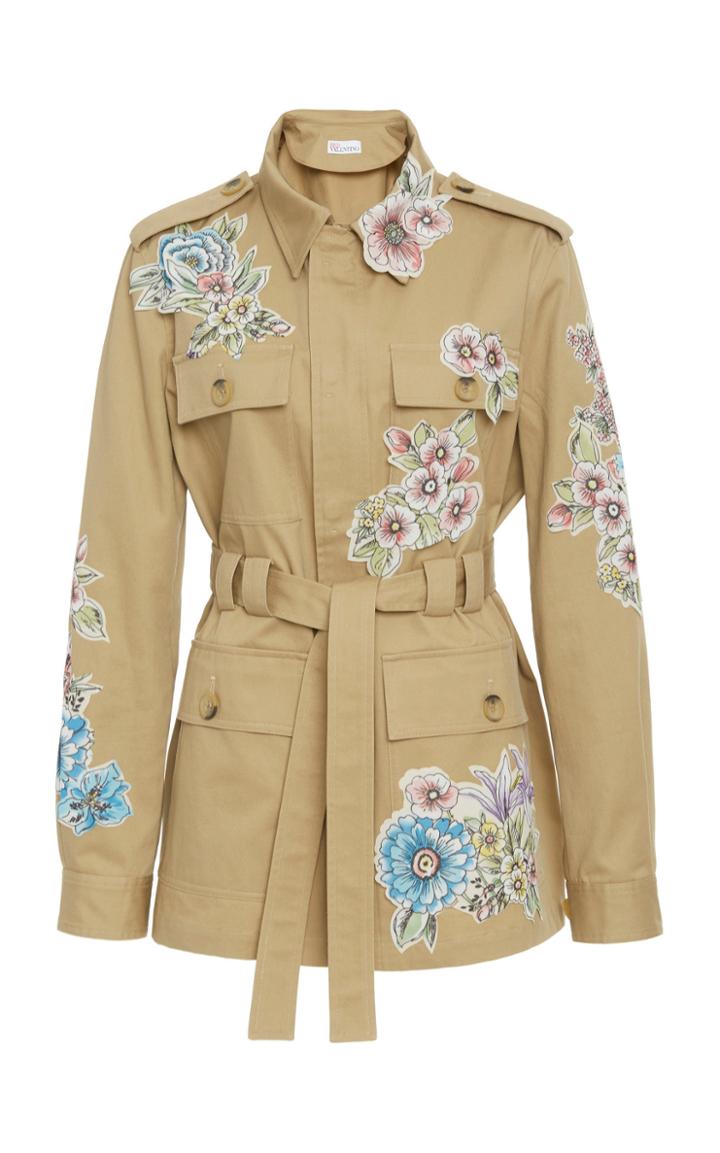 Red Valentino Patch Detail Cotton Gabardine Coat