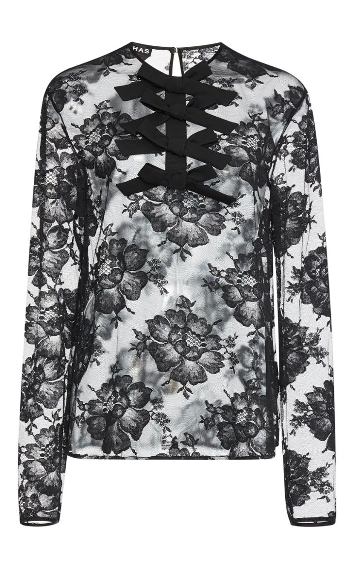 Rochas Lace Top With Bow Details