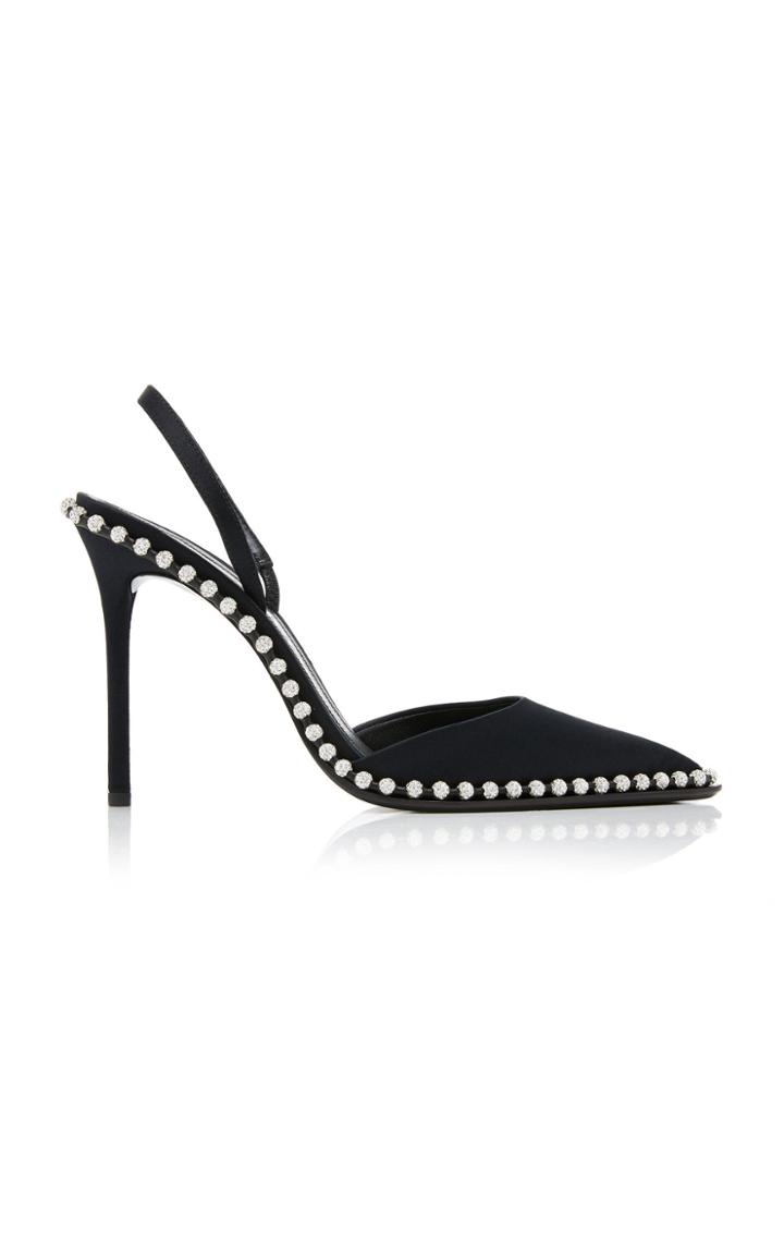 Alexander Wang Rina Crystal-embellished Satin Slingback Pumps
