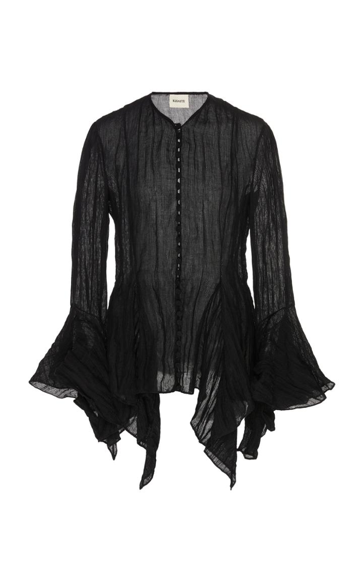 Moda Operandi Khaite Elliot Ruffled Chiffon Top Size: 0