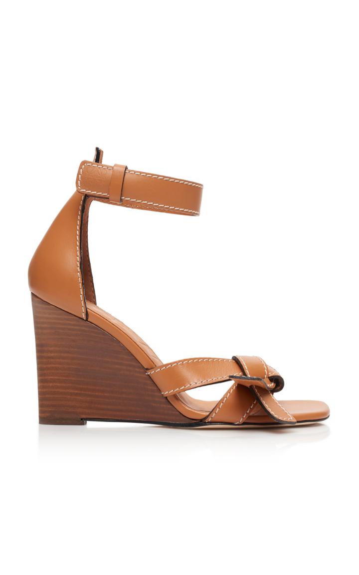 Loewe Gate Leather Wedge Sandals Size: 36