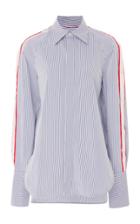 Monse Raglan Snap Sleeve Stripe Cotton Poplin Shirt