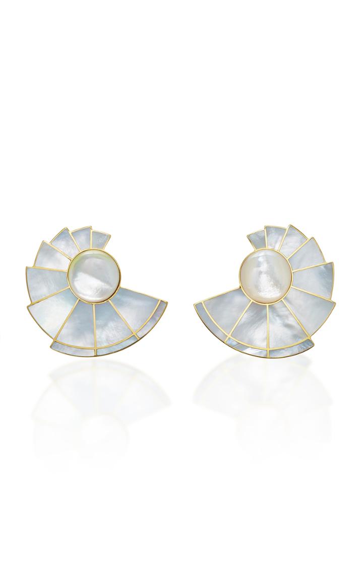 Monica Sordo Mother Of Pearl Nautilus Earfan Double Earrings