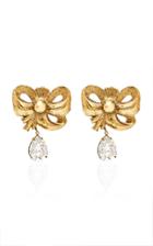 Rodarte Antique Gold Bow Earrings With Teardrop Swarovski Detail