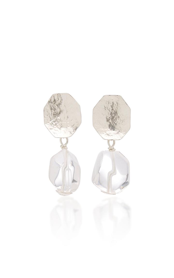 Annie Costello Brown Sterling Silver And Crystal Earrings