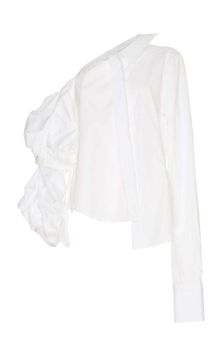 Tuinch Off The Shoulder Button Down Shirt