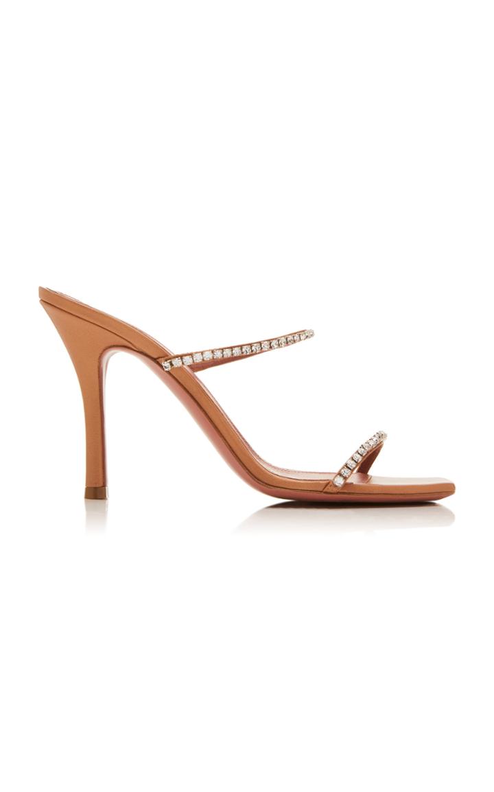Amina Muaddi Gilda Crystal-embellished Leather Sandals Size: 39.5