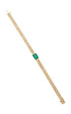 Moda Operandi Shay 18k Yellow Gold Mini Link Bracelet With Emerald Center