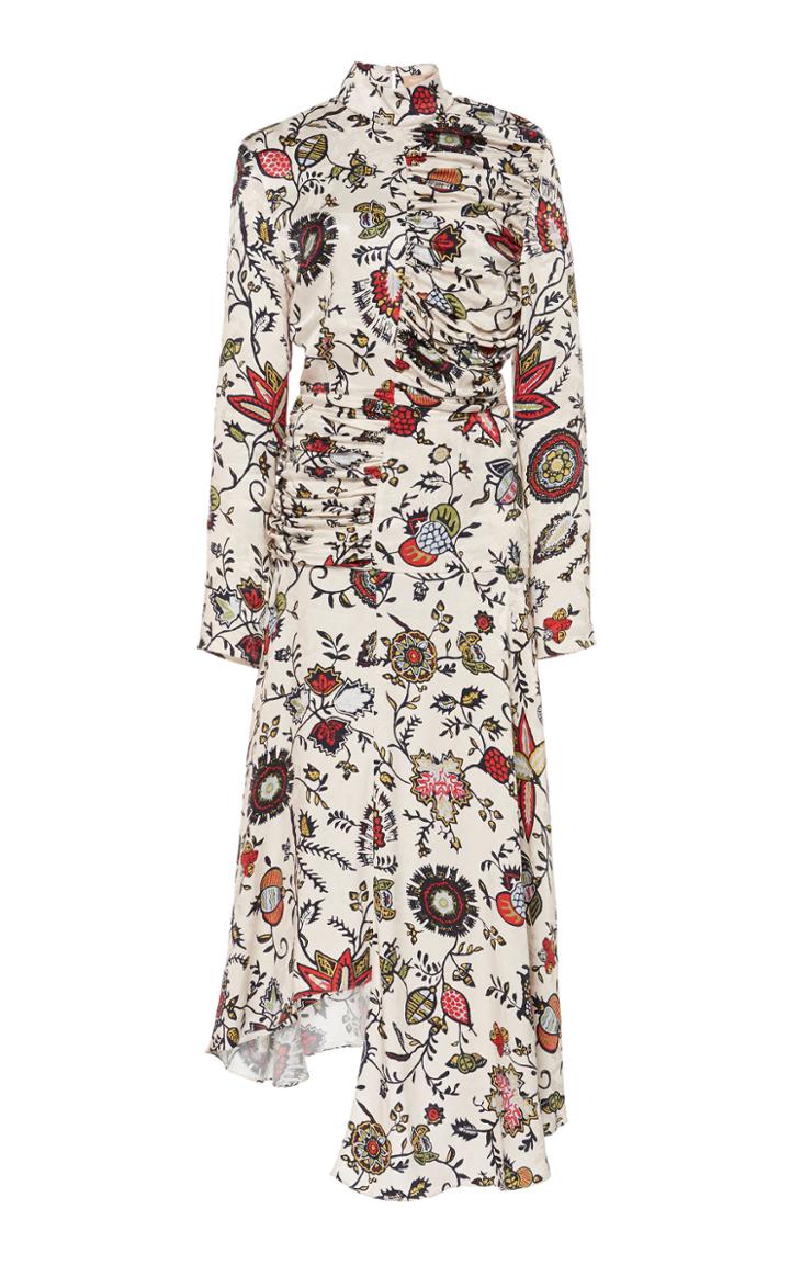 Matriel Floral Dress With Turtleneck And Asymmetrical Hem
