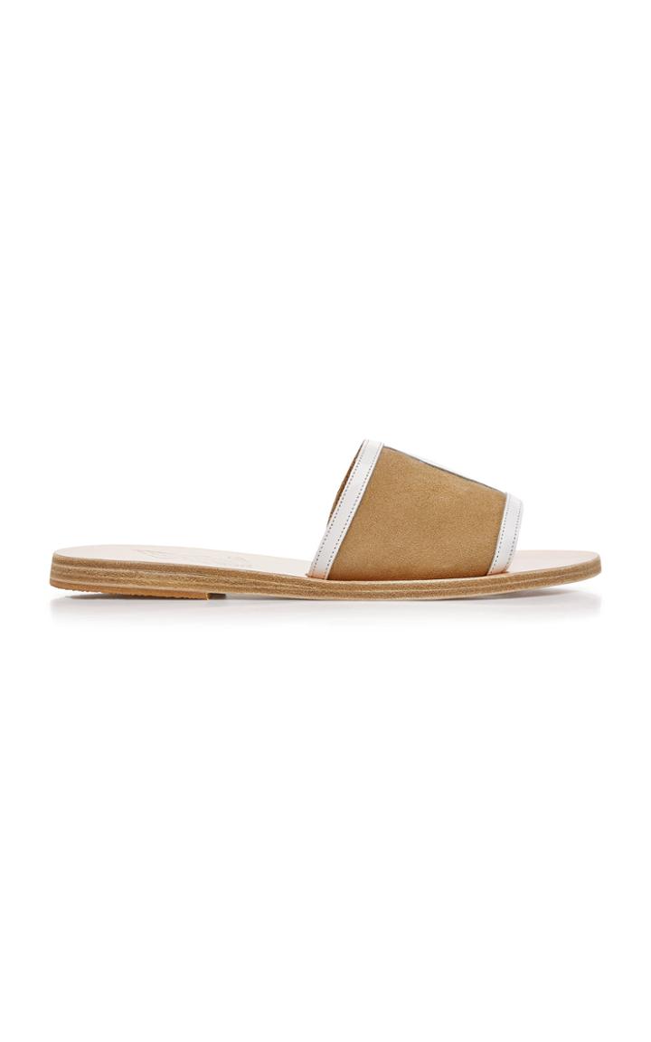Ancient Greek Sandals Illia Cutout Patent-leather And Suede Slides