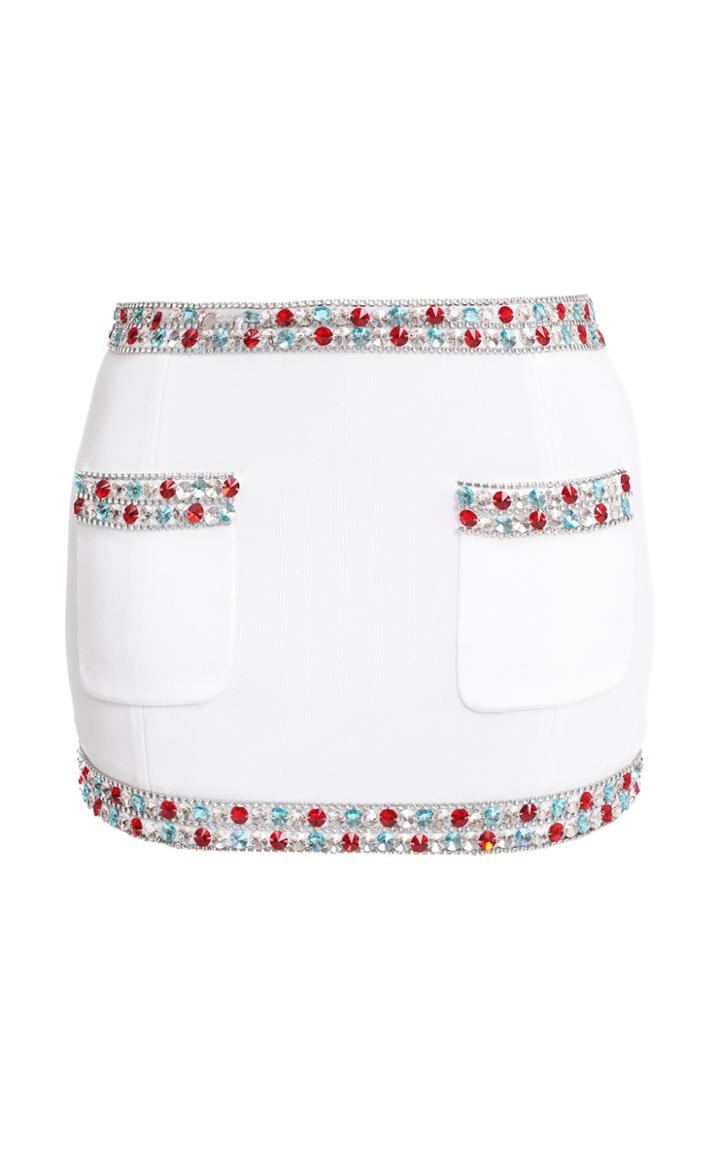 Balmain Jeweled Crepe Mini Skirt