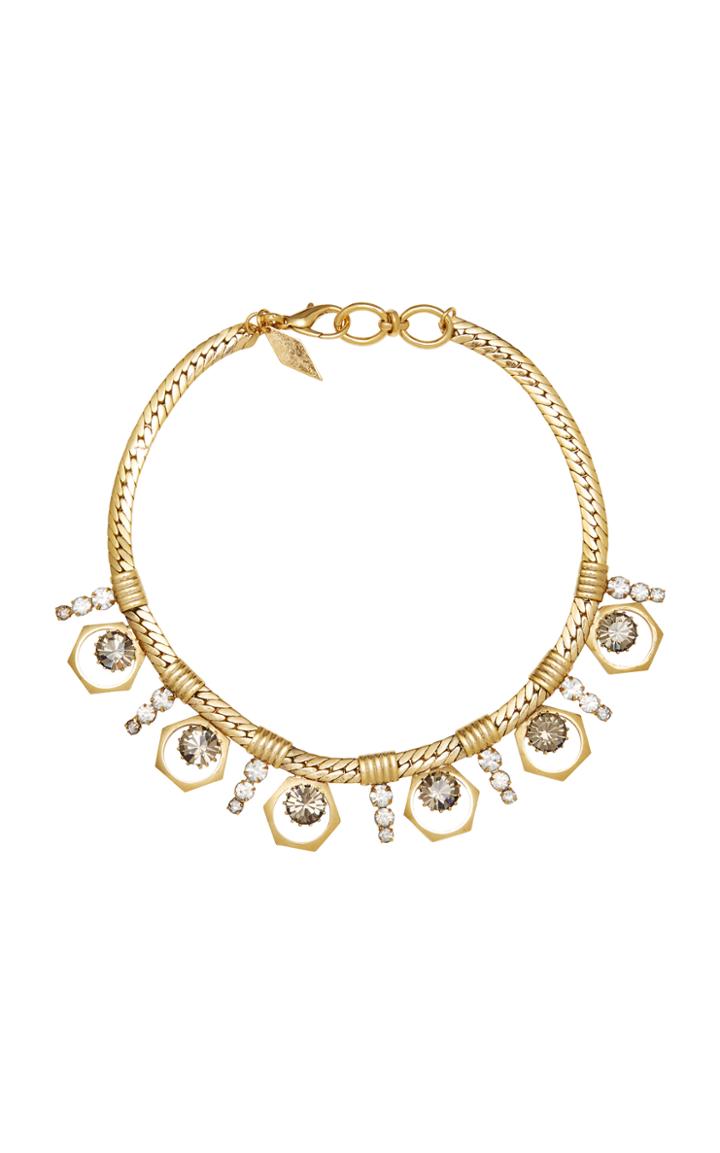 Nicole Romano 18k Gold-plated Bolt And Stacked Crystal Necklace