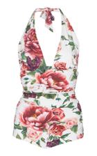 Dolce & Gabbana Floral Deep V One-piece Swimsuit