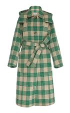 Rejina Pyo Charlie Hooded Wool-blend Check Coat
