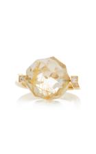 Yael Sonia Rock Large Twist Quartz, Diamond 18k Yellow Gold Ring