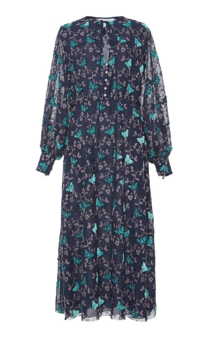 Luisa Beccaria Long Sleeve Embroidered Dress