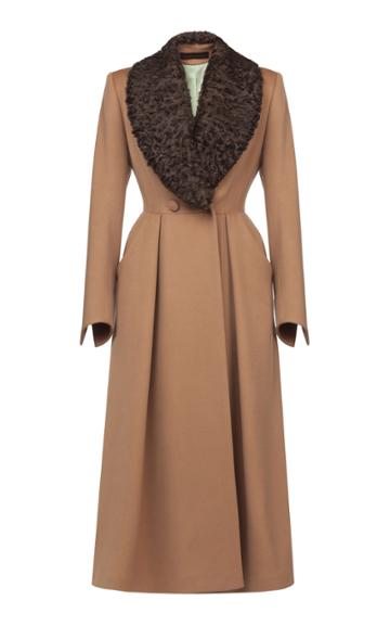 Ulyana Sergeenko Demi Couture Fur Collar Flared Coat