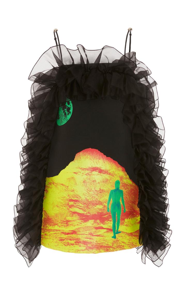 Moda Operandi Christopher Kane Mountain Lady Frill Satin Dress Size: 38