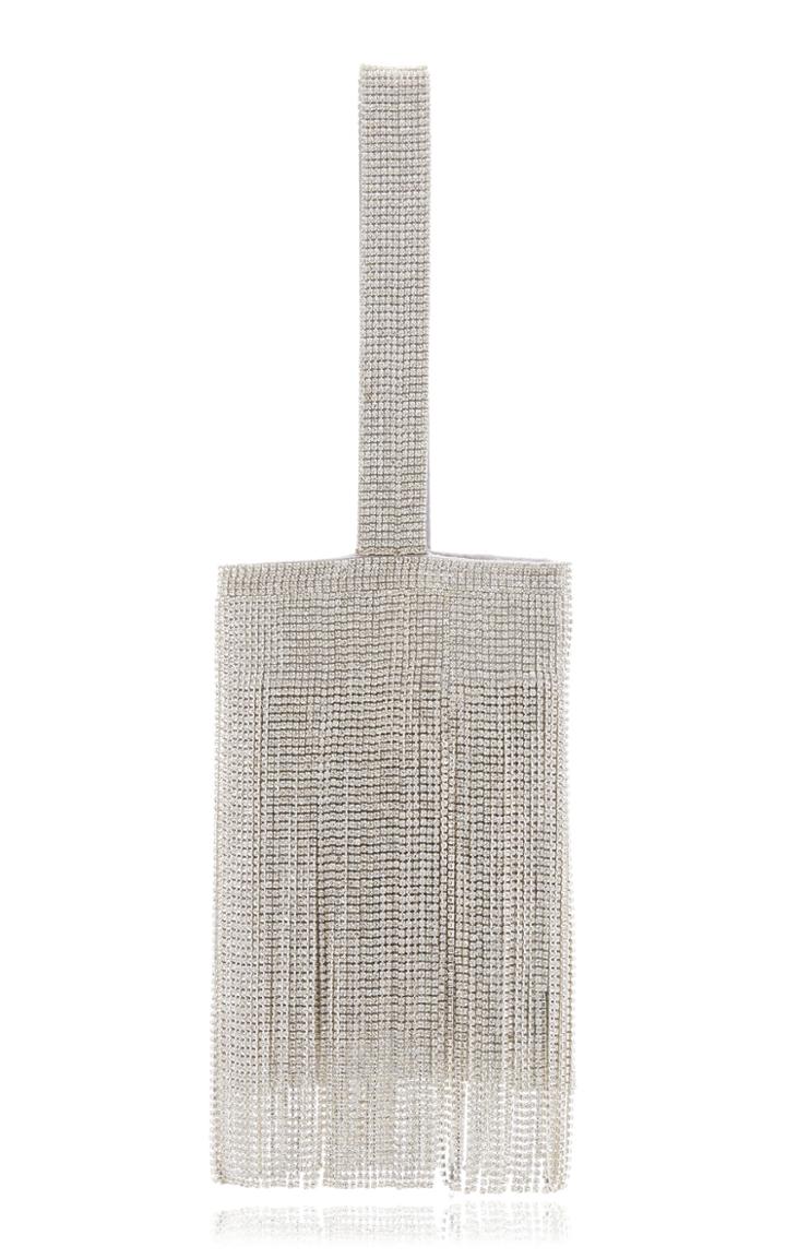 Cult Gaia Farah Embellished Fringed Satin Clutch