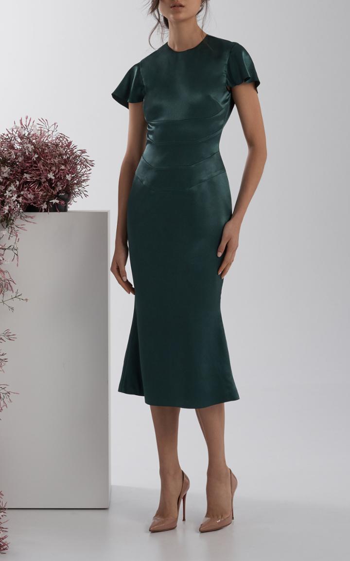 Rachel Gilbert Renata Satin Cap Sleeve Dress