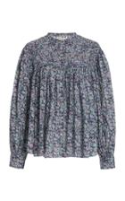 Isabel Marant Toile Plalia Oversized Pleated Floral Cotton Top