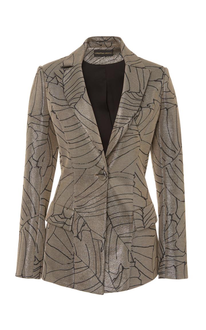 Christian Siriano Printed Metallic Blazer