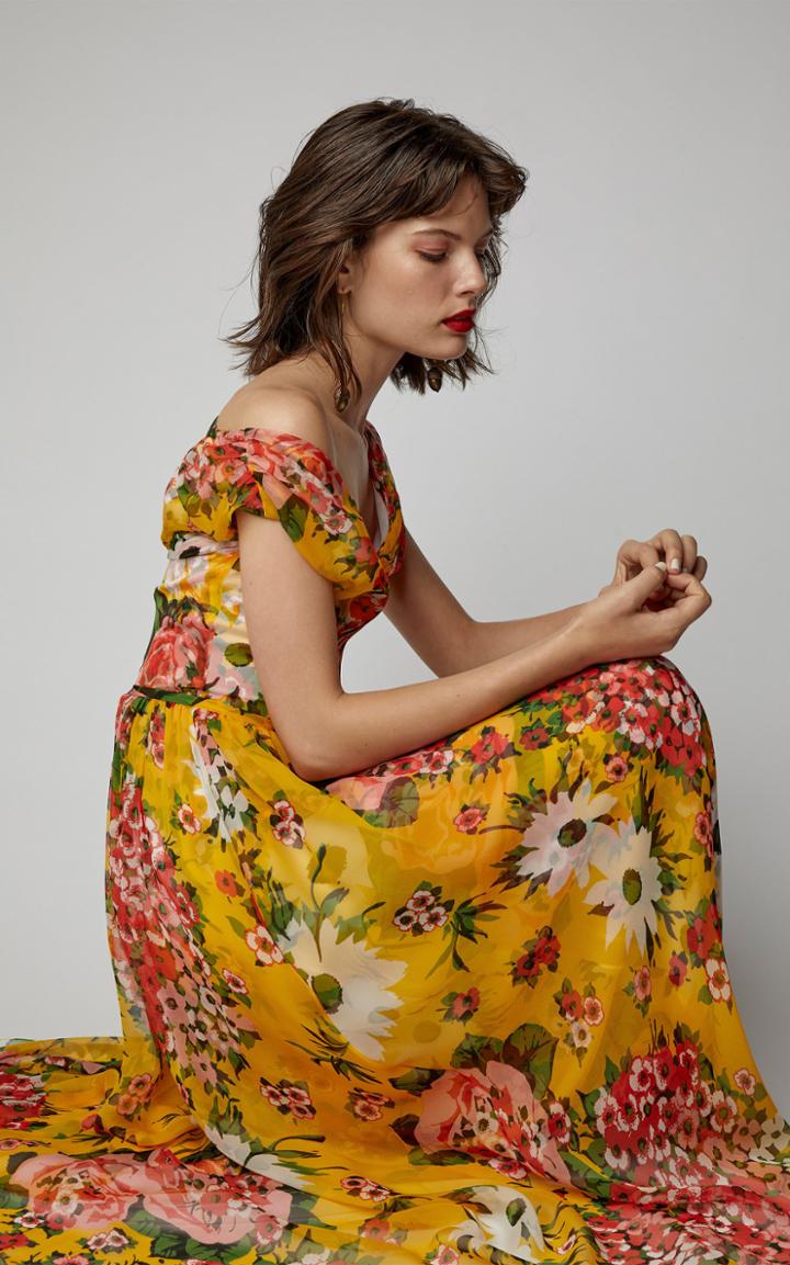 Carolina Herrera V-neck Silk Midi Dress